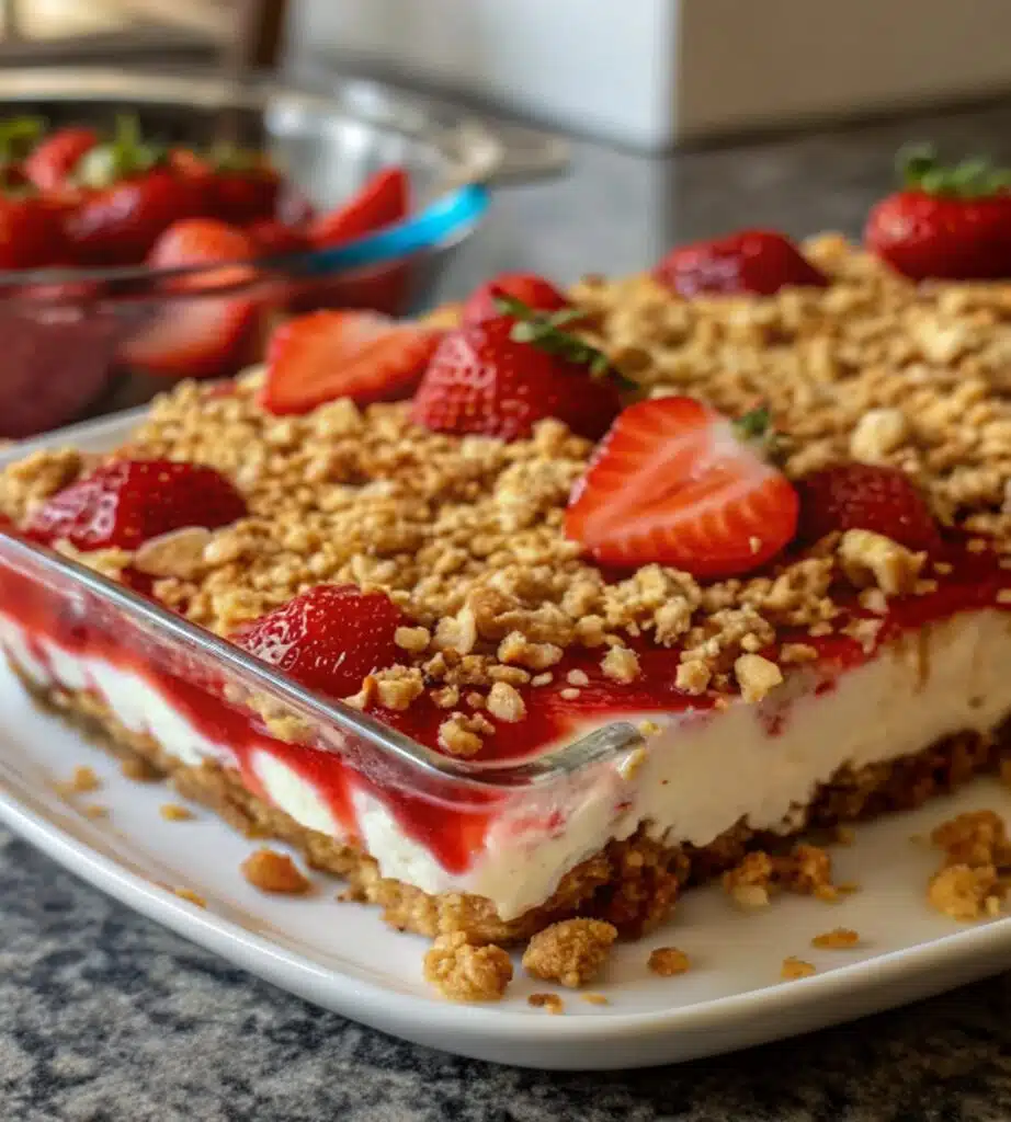 Strawberry Crunch Cheesecake Delight: A Sweet Slice of Summer & Winter Joy 2 Delicious Strawberry Crunch Cheesecake