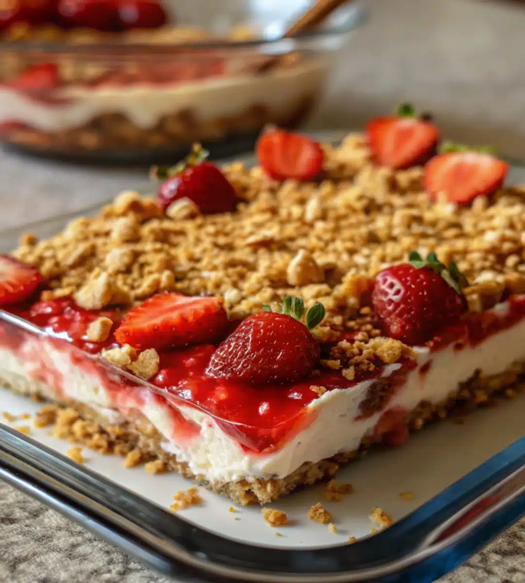 Strawberry Crunch Cheesecake Delight: A Sweet Slice of Summer & Winter Joy 1 Delicious Strawberry Crunch Cheesecake