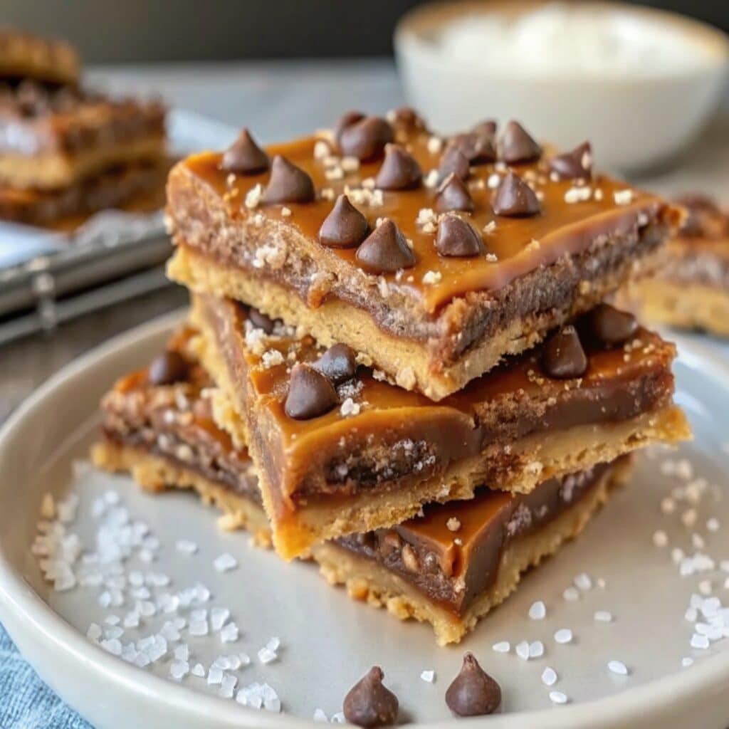 No-Bake Salted Caramel Pretzel Bars