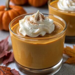 Pumpkin Pudding served with whipped cream