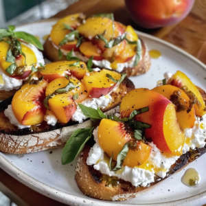 Best Peach Bruschetta With Whipped Ricotta
