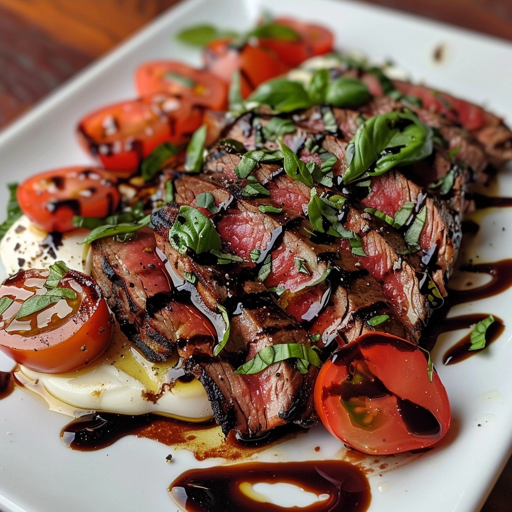 Zesty Grilled Flank Steak Caprese drizzled with Balsamic Bliss 3 Zesty Grilled Flank Steak Caprese drizzled with Balsamic Bliss