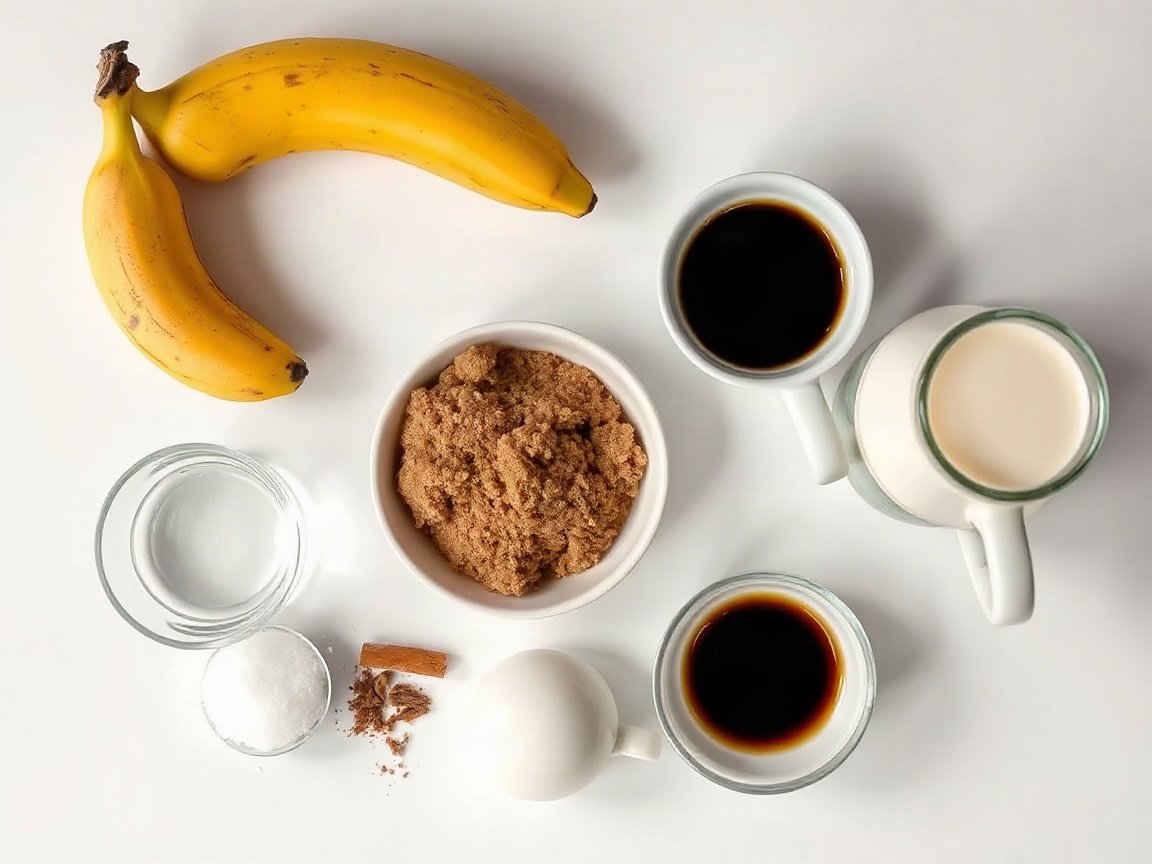 Banana Bread Latte for Two (Homemade Syrup, Hot or Iced) 4 Ingredients for Banana Bread Latte: ripe banana, water, brown sugar, cinnamon, nutmeg, salt, vanilla extract, espresso and milk