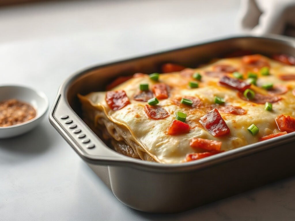 Dumpling Lasagna, fully cooked and ready to serve for two