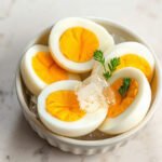 Easy Peel Hard Boiled Eggs, fully cooked and ready to serve for two