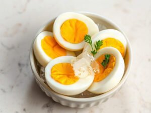 Easy Peel Hard Boiled Eggs, fully cooked and ready to serve for two