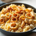 French Onion Chicken Casserole for Two (with Rice) 6 French Onion Chicken and Rice Casserole, fully cooked and ready to serve for two