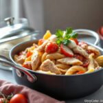 One Pot Chicken Pasta for Two (Creamy Tomato), fully cooked and ready to serve for two