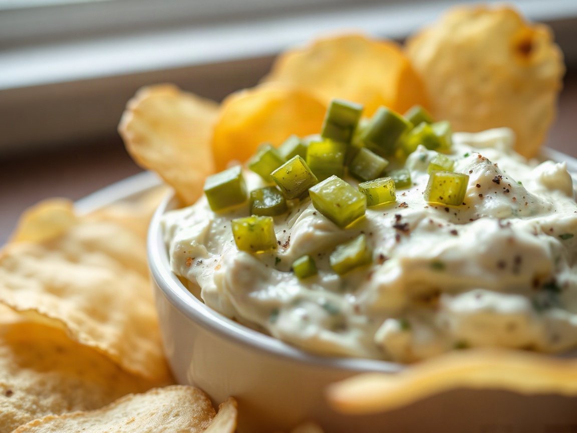 Pickle Dip served for two, close-up