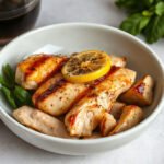 Simple Grilled Chicken Marinade, fully cooked and ready to serve for two