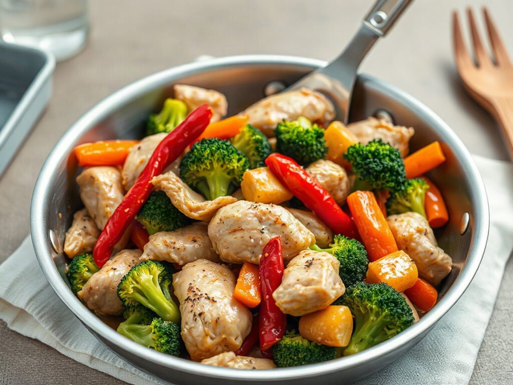 Simple Chicken Stir Fry, fully cooked and ready to serve for two