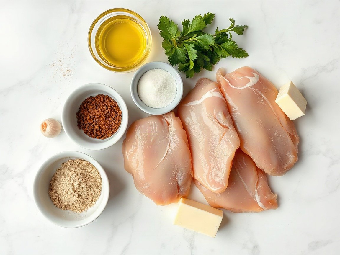 Skillet Chicken Breast for Two (Juicy, 30 Minutes) 4 Ingredients for Skillet Chicken Breast: chicken breasts, garlic powder, smoked paprika, onion powder, salt, black pepper, neutral oil and butter