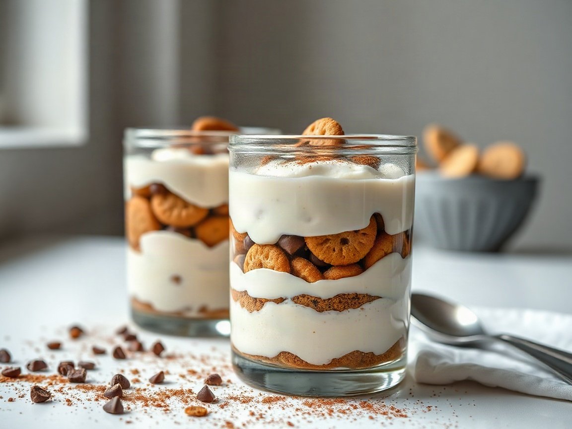 Yogurt Tiramisu served as two portions, close-up