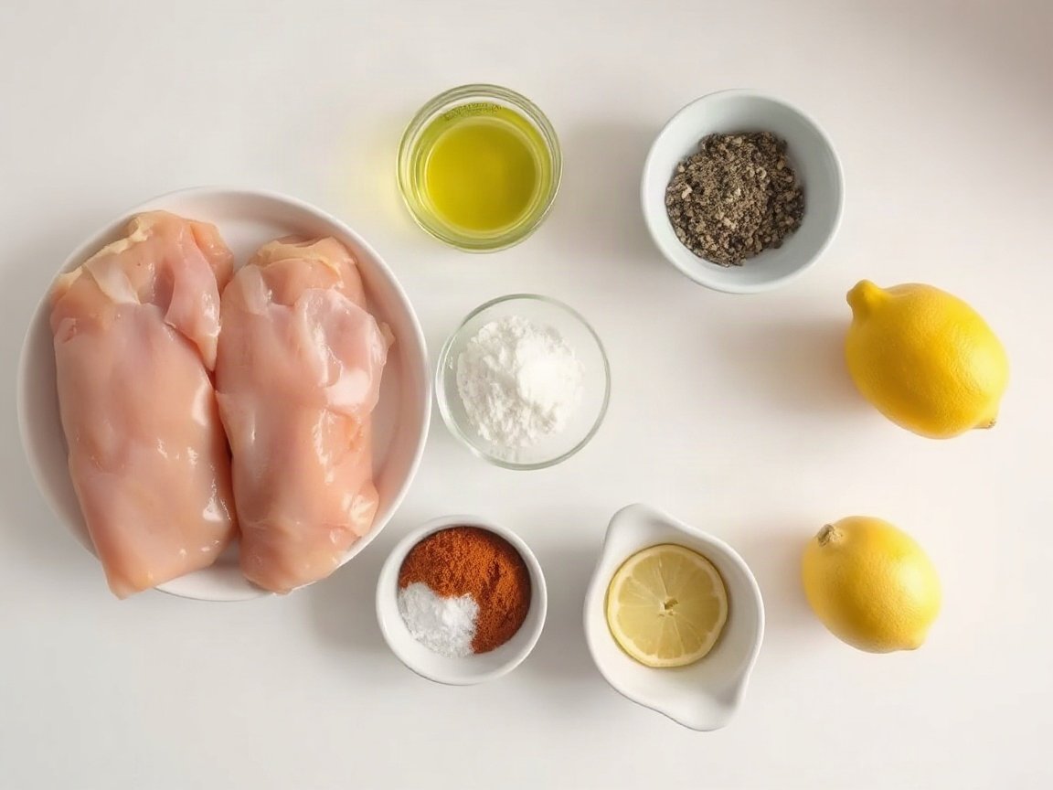 Air Fryer Chicken Breast for Two (Juicy and Easy) 4 Ingredients for Air Fryer Chicken Breast: chicken breasts, olive oil, kosher salt, paprika, garlic powder, onion powder, black pepper and lemon