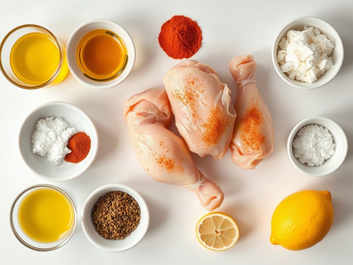 Air Fryer Chicken Drumsticks for Two (Crispy Smoky Rub) 4 Ingredients for Air Fryer Chicken Drumsticks: chicken drumsticks, olive oil, smoked paprika, garlic powder, kosher salt, onion powder, dried oregano, black pepper, cayenne and lemon