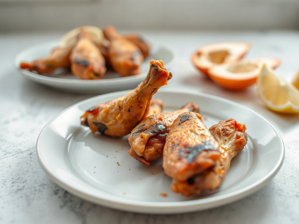Air Fryer Chicken Wings plated as two servings, close-up