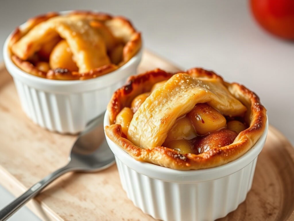 Apple Pie for Two (Mini Double-Crust Ramekin Pies), fully cooked and ready to serve for two