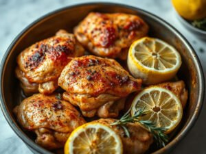 Baked Chicken Thighs, fully cooked and ready to serve for two