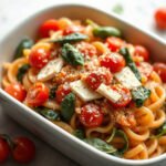 Boursin Pasta for Two (Baked Cherry Tomato and Spinach), fully cooked and ready to serve for two