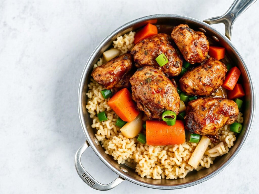 Brown Stew Chicken, fully cooked and ready to serve for two