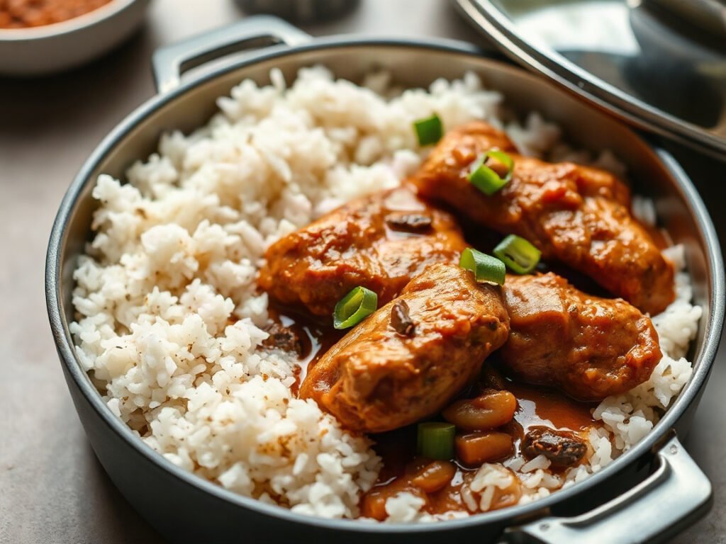 Chicken Adobo, fully cooked and ready to serve for two