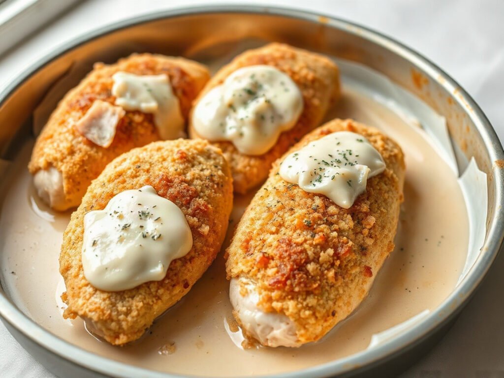 Chicken Cordon Bleu, fully cooked and ready to serve for two