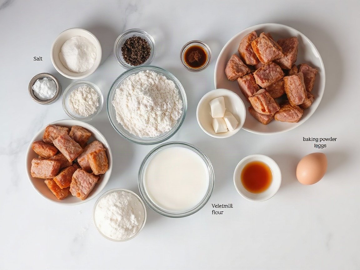 Chicken Fried Steak for Two (Crispy, with Easy Pan Gravy) 4 Ingredients for Chicken Fried Steak: cube steaks, salt, black pepper, flour, paprika, garlic powder, baking powder, buttermilk, egg, hot sauce, vegetable oil, gravy flour and milk