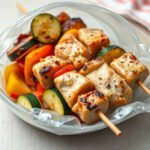 Chicken Kabobs for Two (Honey Lemon Marinade, Grill or Oven) 6 Honey Lemon Chicken Kabobs, fully cooked and ready to serve for two