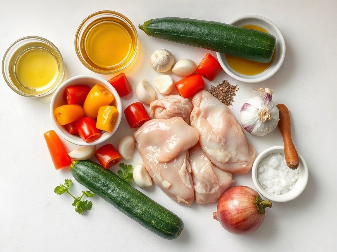 Chicken Kabobs for Two (Honey Lemon Marinade, Grill or Oven) 4 Ingredients for Honey Lemon Chicken Kabobs: olive oil, soy sauce, lemon juice, honey, garlic, Italian seasoning, black pepper, chicken breast, zucchini, red bell pepper, yellow bell pepper, red onion and kosher salt