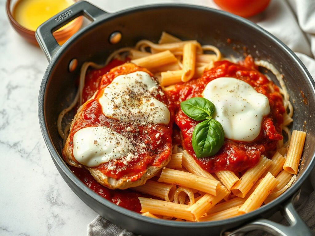 Chicken Parmesan, fully cooked and ready to serve for two