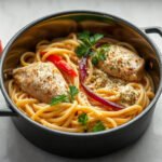 Chicken Scampi for Two (Garlic Lemon Chicken Pasta) 6 Chicken Scampi, fully cooked and ready to serve for two