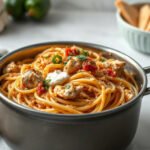 Chicken Spaghetti for Two (Creamy, Cheesy and Baked) 6 Chicken Spaghetti, fully cooked and ready to serve for two