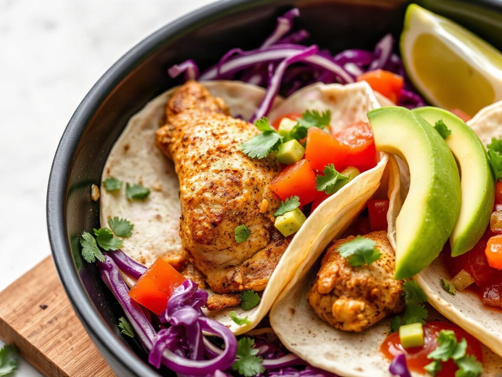 Chicken Tacos for Two (Easy Skillet Chicken Taco Recipe), fully cooked and ready to serve for two