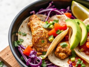 Chicken Tacos for Two (Easy Skillet Chicken Taco Recipe), fully cooked and ready to serve for two