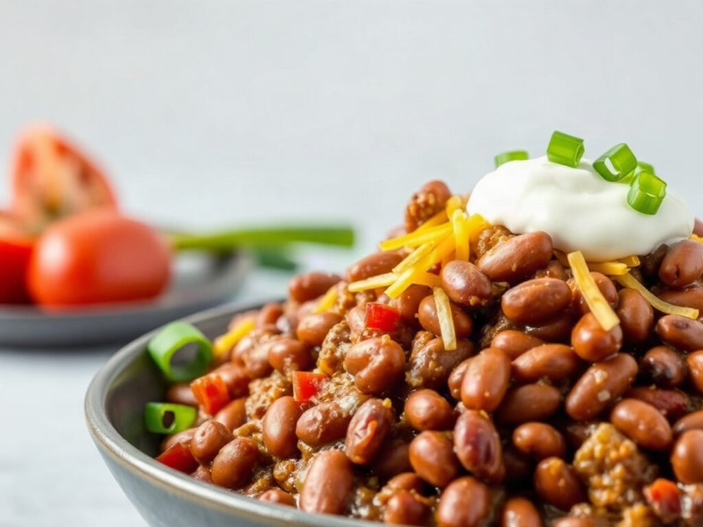 Chili, fully cooked and ready to serve for two