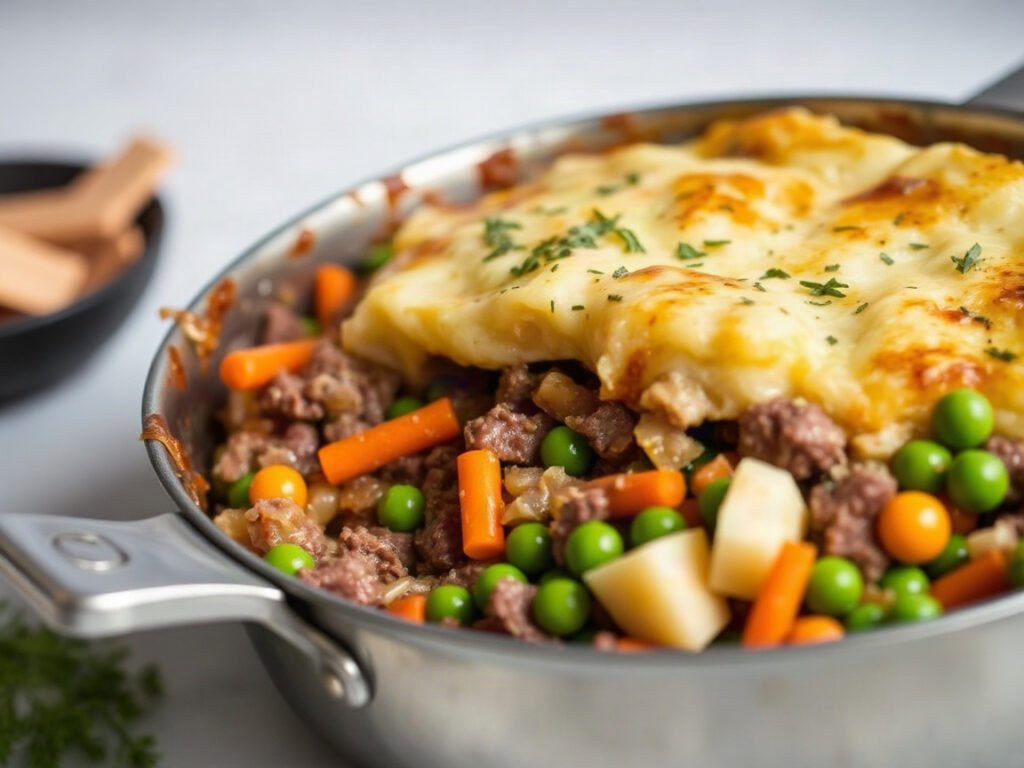 Cottage Pie with Leftover Roast Beef, fully cooked and ready to serve for two