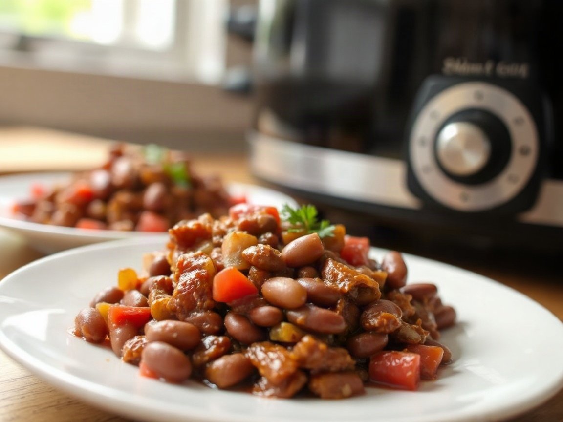 Crock Pot Chili for Two (Small Slow Cooker Beef and Bean Chili) 5 Crock Pot Chili plated as two servings, close-up