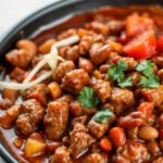 Crock Pot Chili for Two (Small Slow Cooker Beef and Bean Chili) 6 Crock Pot Chili, fully cooked and ready to serve for two