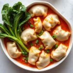 Dumpling Bake for Two (Coconut Red Curry with Bok Choy) 6 Dumpling Bake for Two (Coconut Red Curry with Bok Choy), fully cooked and ready to serve for two