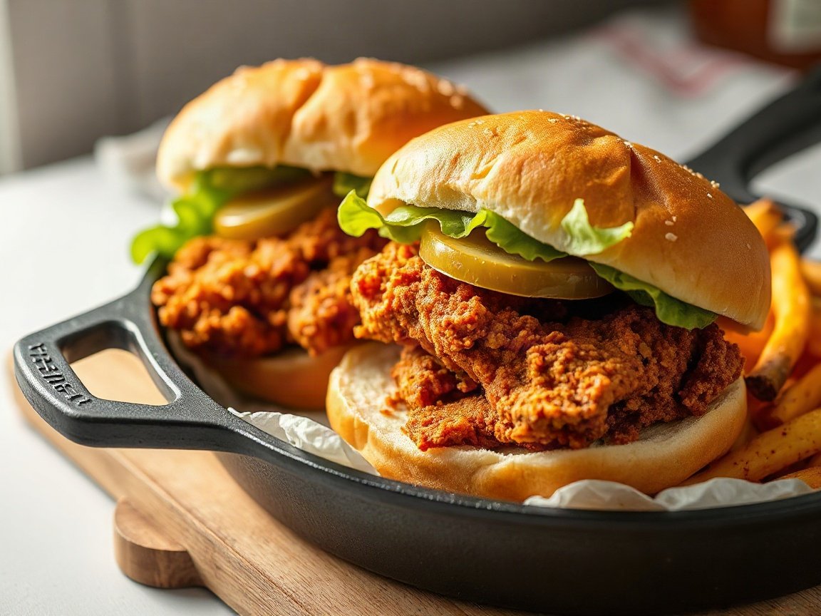 Fried Chicken Sandwich for Two (Skillet-Fried, Honey Sriracha Mayo)