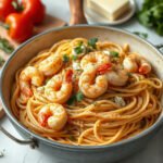 Garlic Shrimp Pasta, fully cooked and ready to serve for two