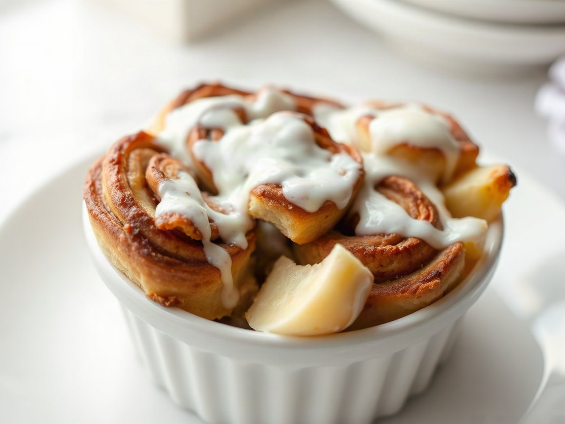 Leftover Cinnamon Roll Bread Pudding for Two