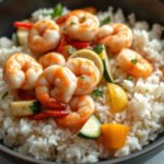Meal Prep Shrimp for Two (Garlic Shrimp and Veggie Rice Bowls) 6 Garlic Shrimp Meal Prep Bowls, fully cooked and ready to serve for two