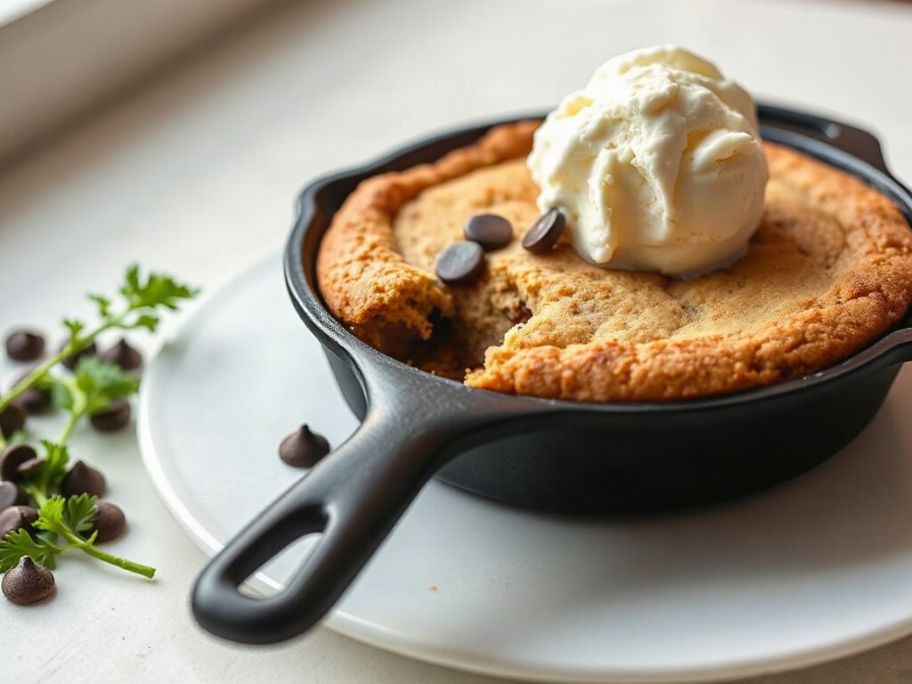 Mini Skillet Cookie, fully cooked and ready to serve for two