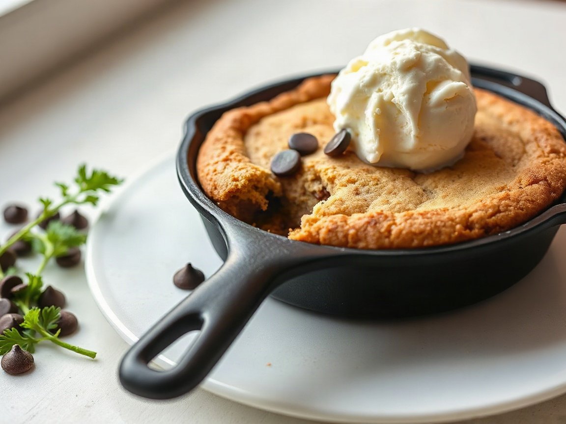 Mini Skillet Cookie for Two (Warm Chocolate Chip Cookie)