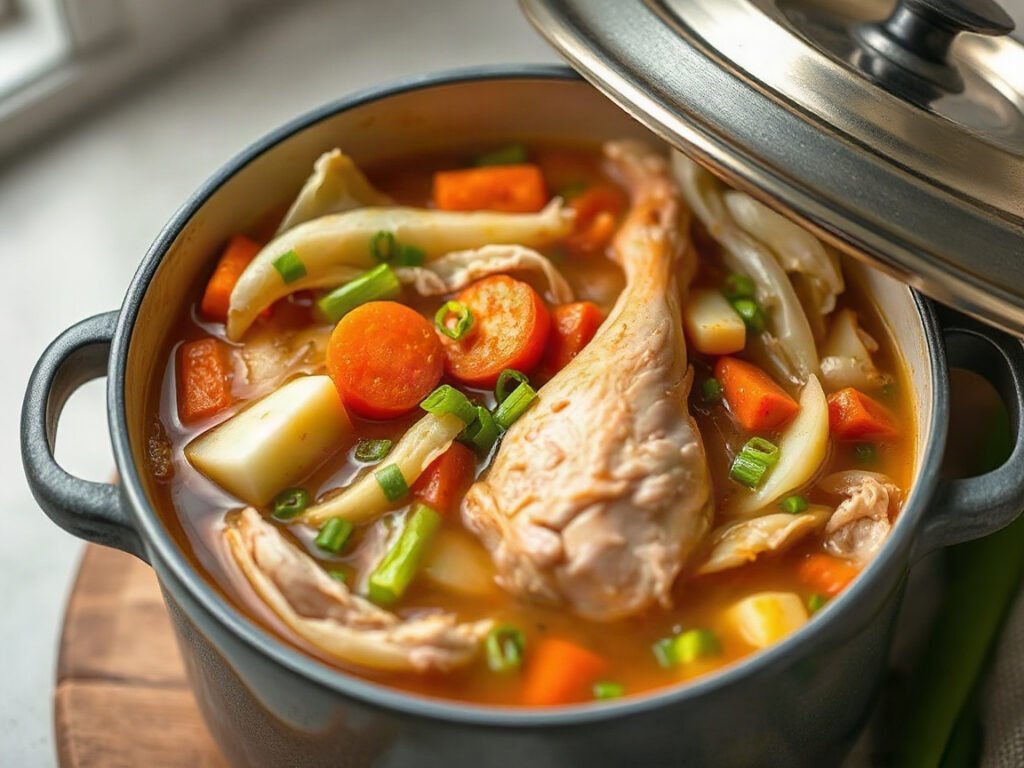 No Water Chicken Soup for Two (Napa Cabbage, Apple and Ginger), fully cooked and ready to serve for two