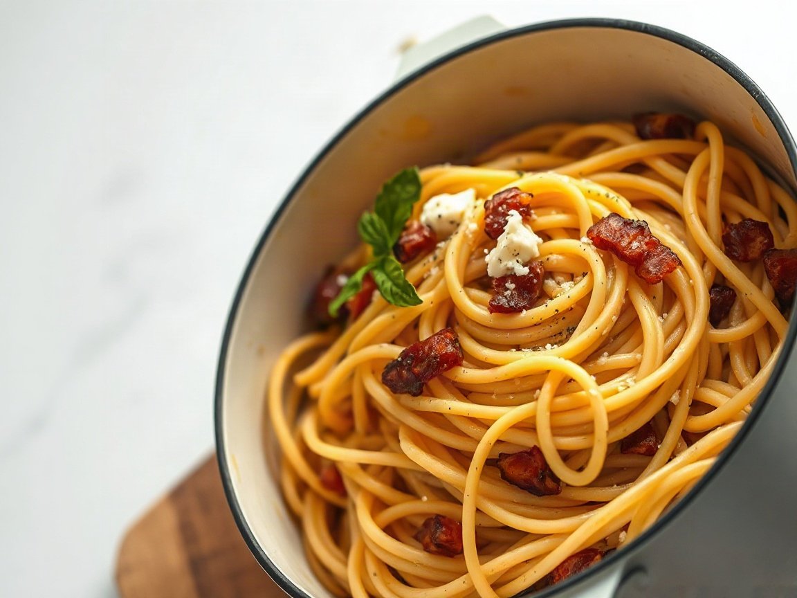 Pasta Carbonara for Two (Creamy, No Cream)
