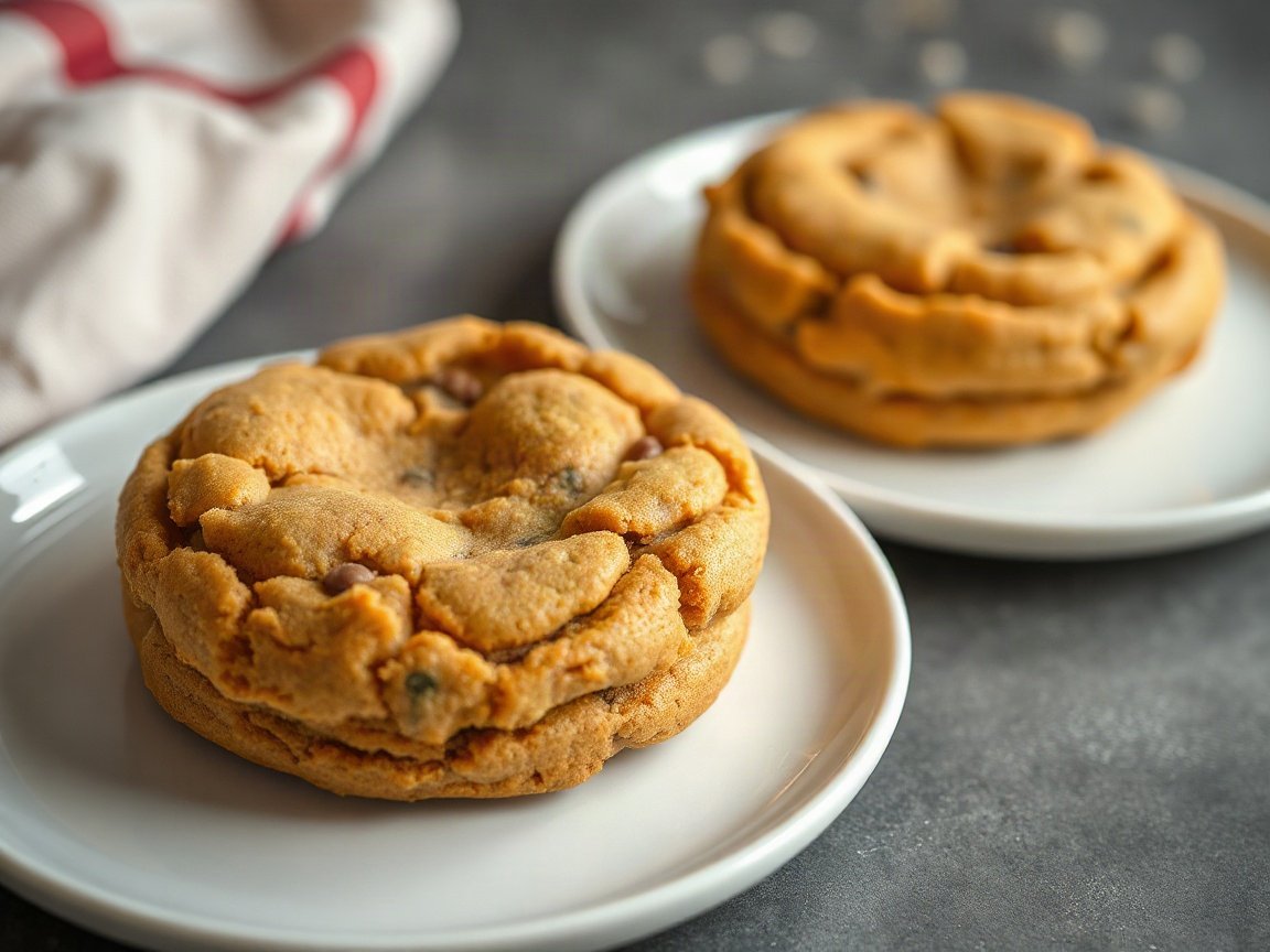 Pumpkin Cheesecake Cookies plated as two servings, close-up