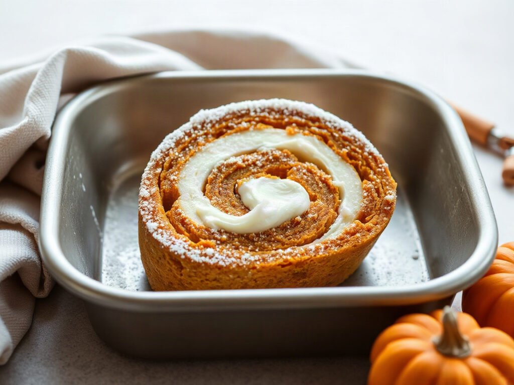 Mini Pumpkin Roll, fully cooked and ready to serve for two