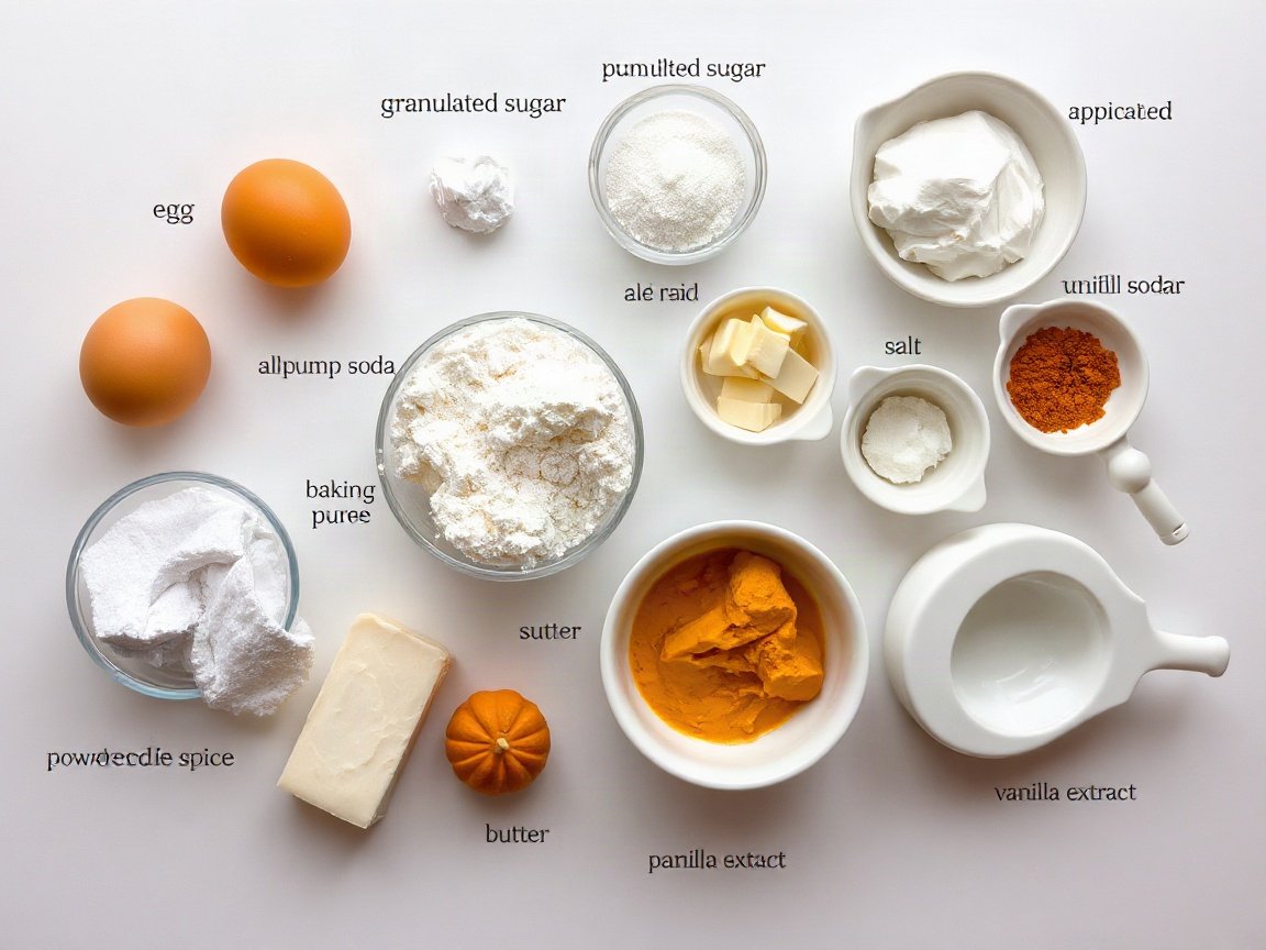 Mini Pumpkin Roll Cake for Two (8-Inch Pan) 4 Ingredients for Mini Pumpkin Roll: egg, granulated sugar, pumpkin puree, all-purpose flour, baking soda, pumpkin pie spice, salt, powdered sugar for the towel, cream cheese, butter, powdered sugar and vanilla extract